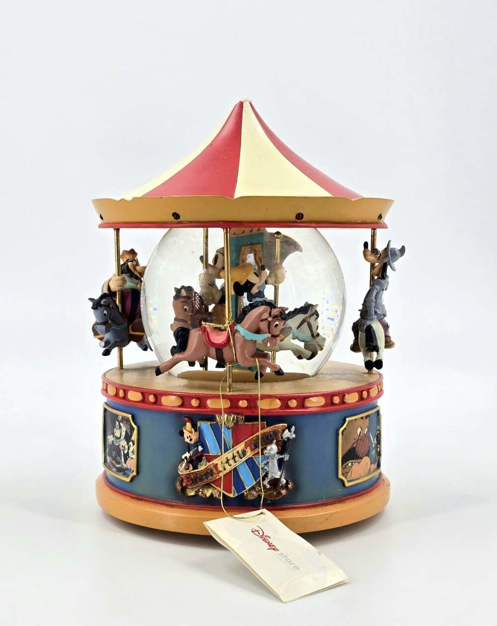 Disney Store Mickey Mouse Brave Little Tailor Snow Globe Carousel Light Up